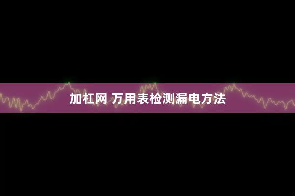 加杠网 万用表检测漏电方法